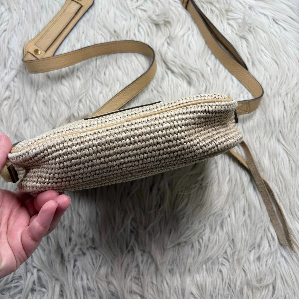 Aimee Kestenberg Woven Straw Crossbody Bag Coastal Resort Vacation Beach Boho
